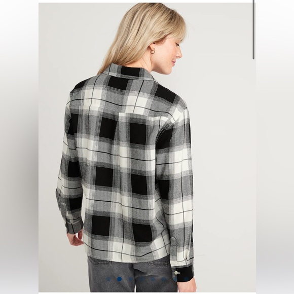 🆕 RESERVED E4L Old Navy Women’s Cropped Plaid Flannel Boyfriend Shirt TALL - Picture 4 of 14